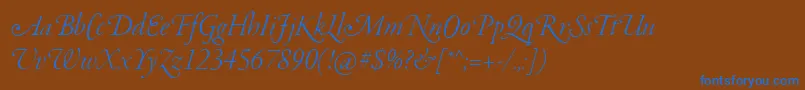 GaramondSwashItalic-Schriftart – Blaue Schriften auf braunem Hintergrund