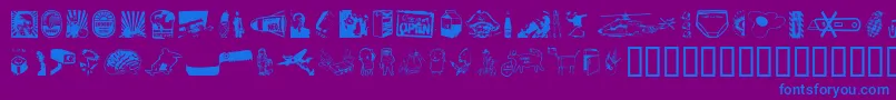 フォントPlakkenwalls – 紫色の背景に青い文字