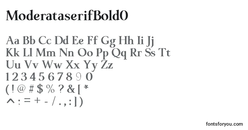 ModerataserifBold0-fontti – aakkoset, numerot, erikoismerkit