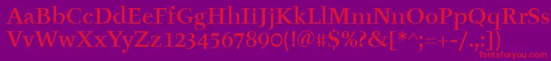 Czcionka TyfaItcMedium – czerwone czcionki na fioletowym tle