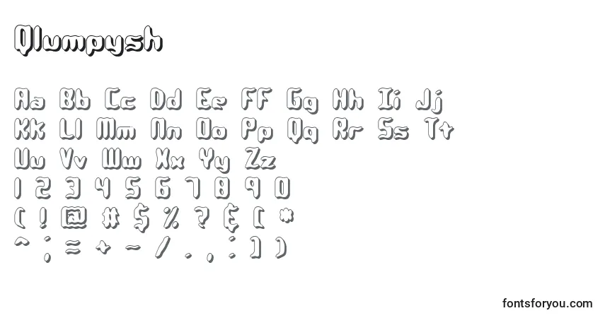 Schriftart Qlumpysh – Alphabet, Zahlen, spezielle Symbole