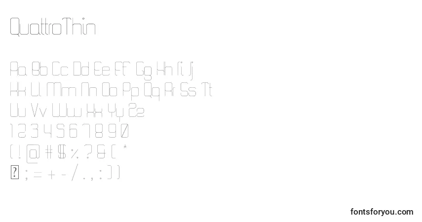 A fonte QuattroThin – alfabeto, números, caracteres especiais