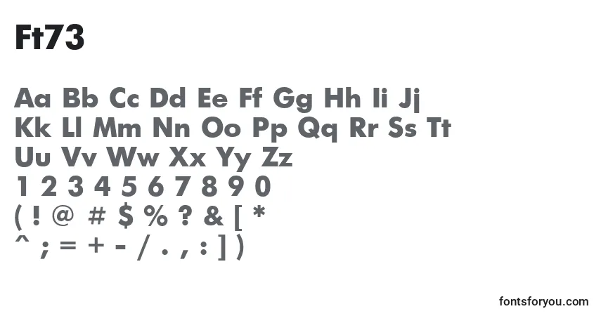 Schriftart Ft73 – Alphabet, Zahlen, spezielle Symbole