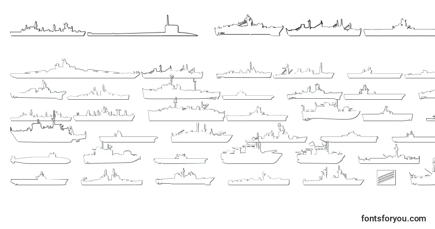 Schriftart Us Navy 3D – Alphabet, Zahlen, spezielle Symbole