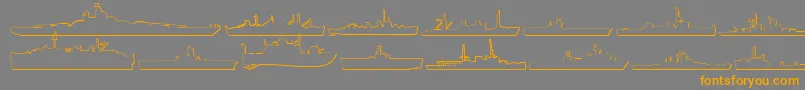 フォントUs Navy 3D – オレンジの文字は灰色の背景にあります。