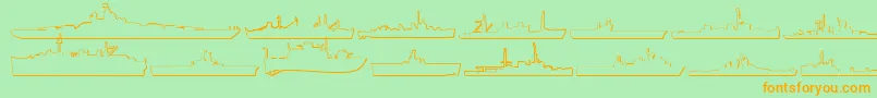 フォントUs Navy 3D – オレンジの文字が緑の背景にあります。