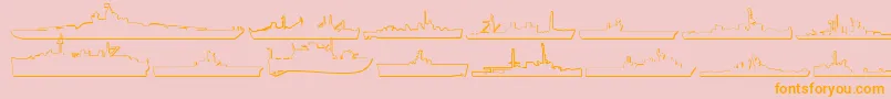 フォントUs Navy 3D – オレンジの文字がピンクの背景にあります。