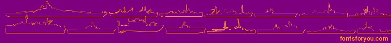 Us Navy 3D-Schriftart – Orangefarbene Schriften auf violettem Hintergrund