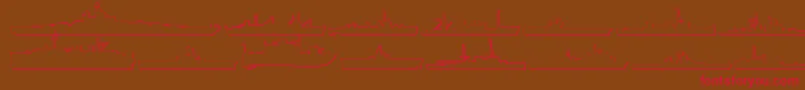 フォントUs Navy 3D – 赤い文字が茶色の背景にあります。