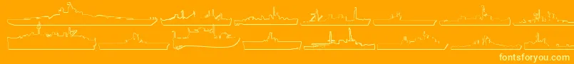 Fonte Us Navy 3D – fontes amarelas em um fundo laranja