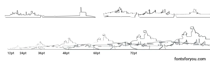 Größen der Schriftart Us Navy 3D