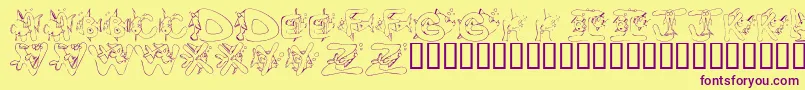 Fonte KrSeemsFishyToMe – fontes roxas em um fundo amarelo