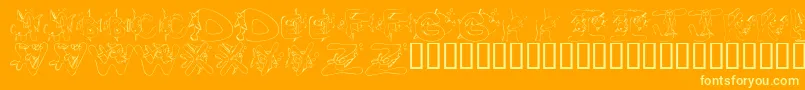 KrSeemsFishyToMe-fontti – keltaiset fontit oranssilla taustalla