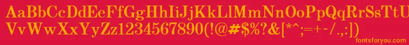 フォントCentury.KzBold – 赤い背景にオレンジの文字