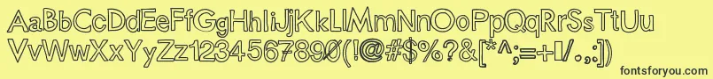 フォントJustcolesblockoutlines – 黒い文字の黄色い背景