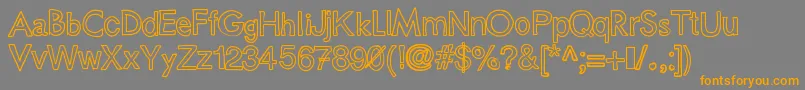 Justcolesblockoutlines-Schriftart – Orangefarbene Schriften auf grauem Hintergrund