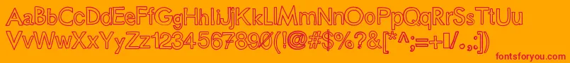 Justcolesblockoutlines-Schriftart – Rote Schriften auf orangefarbenem Hintergrund