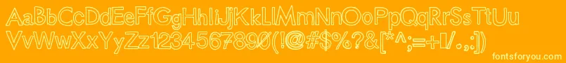 Lisätietoja Justcolesblockoutlines-fontista Justcolesblockoutlines-fontti – keltaiset fontit oranssilla taustalla