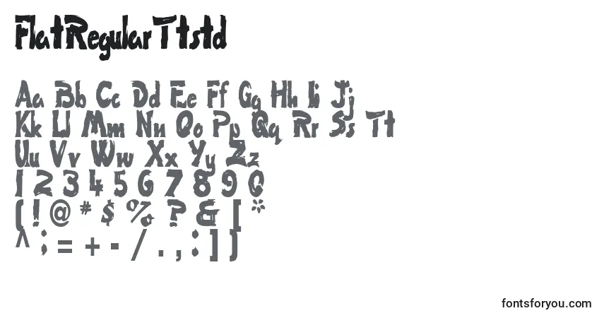A fonte FlatRegularTtstd – alfabeto, números, caracteres especiais