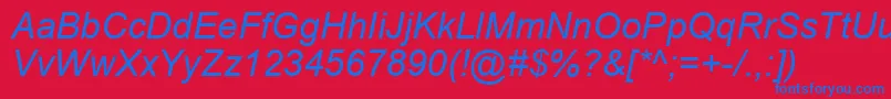 ArialРљСѓСЂСЃРёРІ Font – Blue Fonts on Red Background