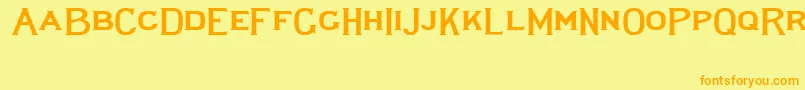 フォントLewishamwide – オレンジの文字が黄色の背景にあります。