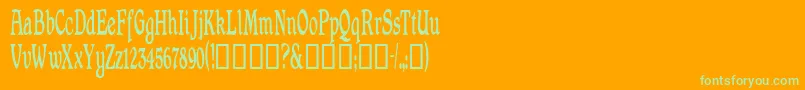 Shrewsburycondensed-Schriftart – Grüne Schriften auf orangefarbenem Hintergrund