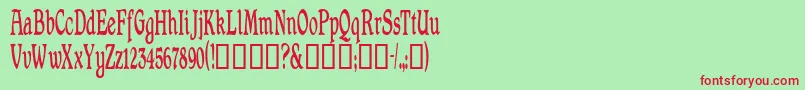 フォントShrewsburycondensed – 赤い文字の緑の背景