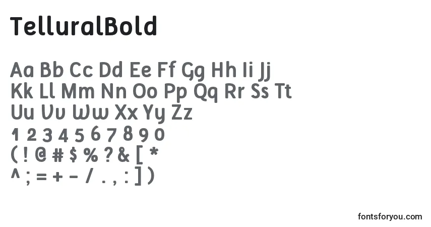 A fonte TelluralBold – alfabeto, números, caracteres especiais