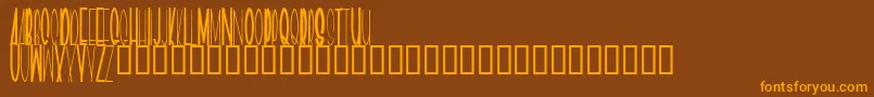 フォントGeeves ffy – オレンジ色の文字が茶色の背景にあります。