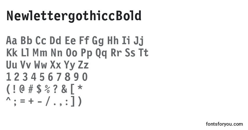 A fonte NewlettergothiccBold – alfabeto, números, caracteres especiais