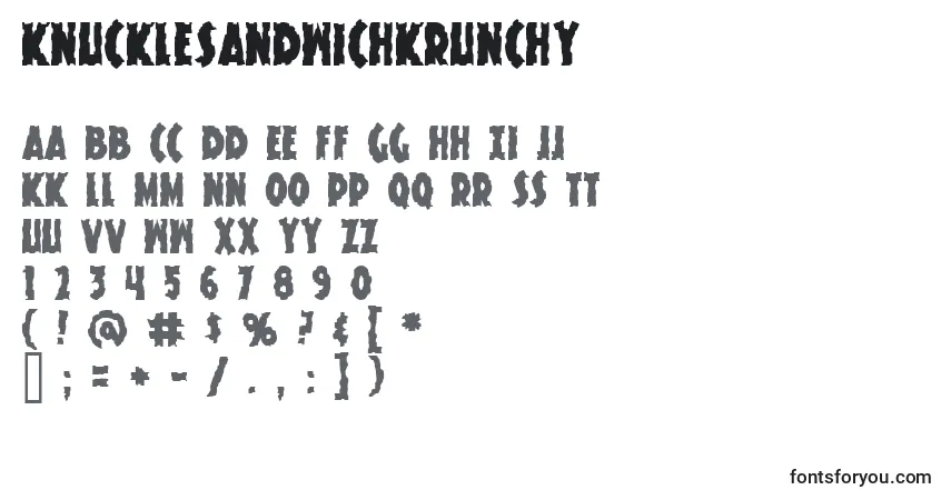 A fonte KnuckleSandwichKrunchy – alfabeto, números, caracteres especiais