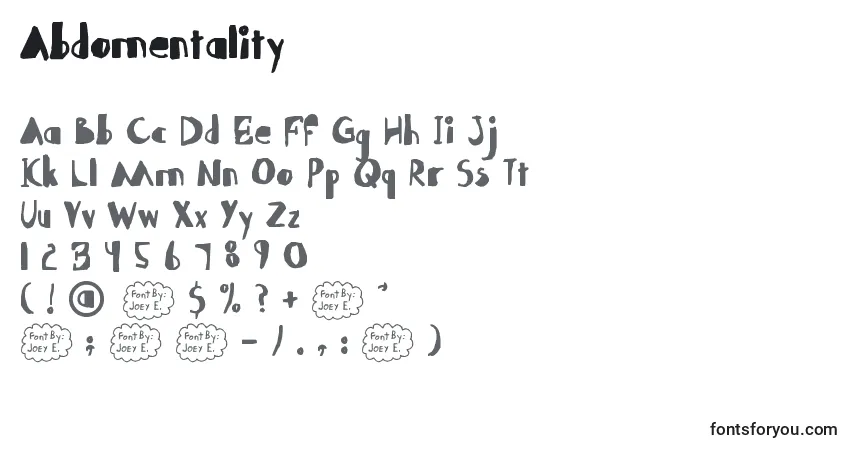 Шрифт Abdomentality – алфавит, цифры, специальные символы