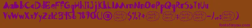 Więcej informacji o czcionce Abdomentality Czcionka Abdomentality – fioletowe czcionki na brązowym tle