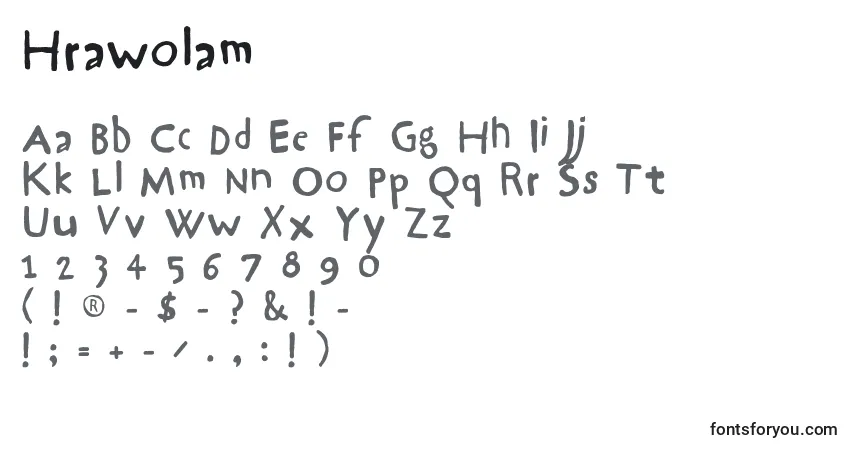 Шрифт Hrawolam – алфавит, цифры, специальные символы