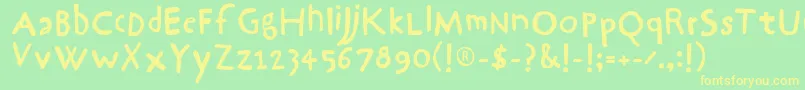 フォントHrawolam – 黄色の文字が緑の背景にあります