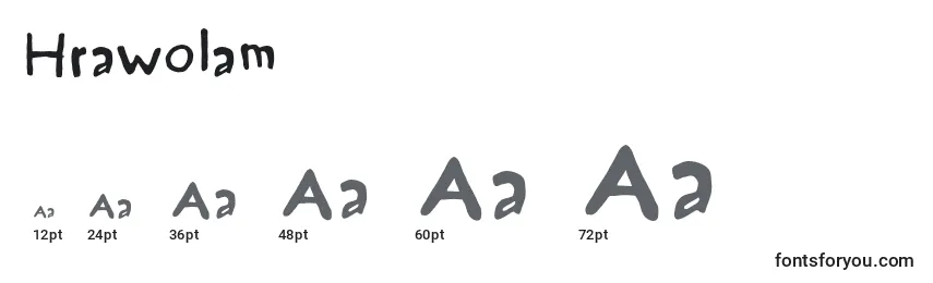 Размеры шрифта Hrawolam