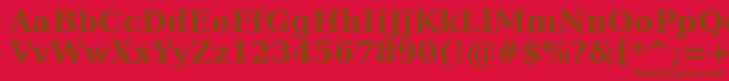 Verasebd-Schriftart – Braune Schriften auf rotem Hintergrund
