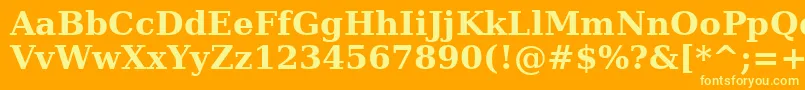 Verasebd-Schriftart – Gelbe Schriften auf orangefarbenem Hintergrund