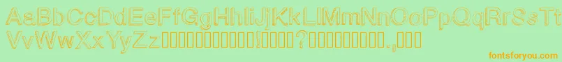フォントBlockbasic – オレンジの文字が緑の背景にあります。