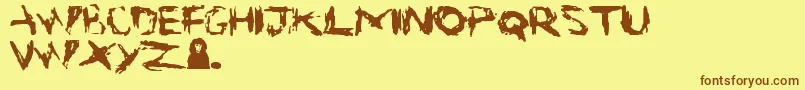 フォントSuicide – 茶色の文字が黄色の背景にあります。