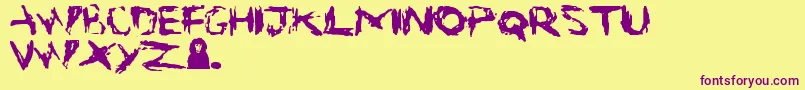 Suicide-Schriftart – Violette Schriften auf gelbem Hintergrund