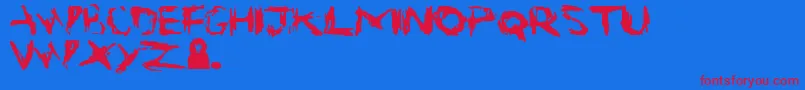 Suicide Font – Red Fonts on Blue Background
