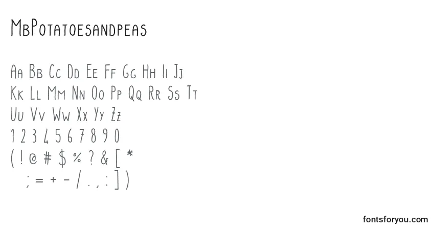A fonte MbPotatoesandpeas – alfabeto, números, caracteres especiais
