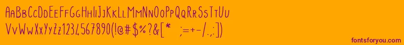 MbPotatoesandpeas Font – Purple Fonts on Orange Background