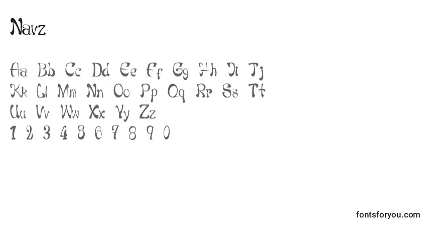 Czcionka Navz – alfabet, cyfry, specjalne znaki