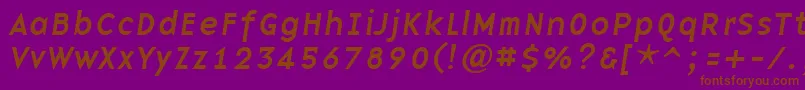 フォントBasenineItalic – 紫色の背景に茶色のフォント