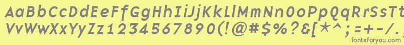 フォントBasenineItalic – 黄色の背景に灰色の文字