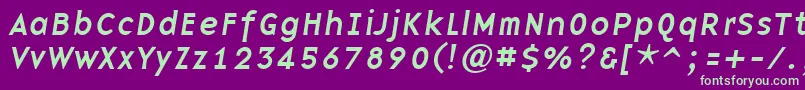 BasenineItalic-Schriftart – Grüne Schriften auf violettem Hintergrund