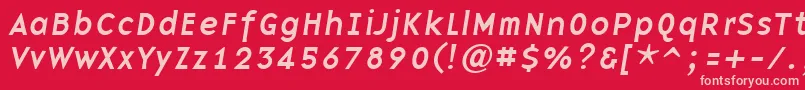 フォントBasenineItalic – 赤い背景にピンクのフォント