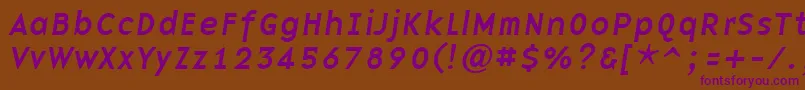 BasenineItalic Font – Purple Fonts on Brown Background